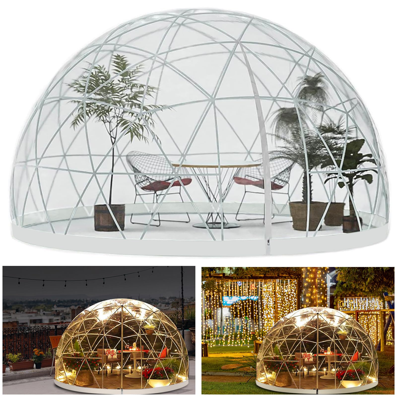 12FT Weatherproof Garden Dome Igloo Tent with PVC Cover - Clear Greenhouse Bubble Tent for Backyard, Outdoor Parties & Winter Gardening | Perfect for Patio Events, Camping & Seasonal Plant Protection
