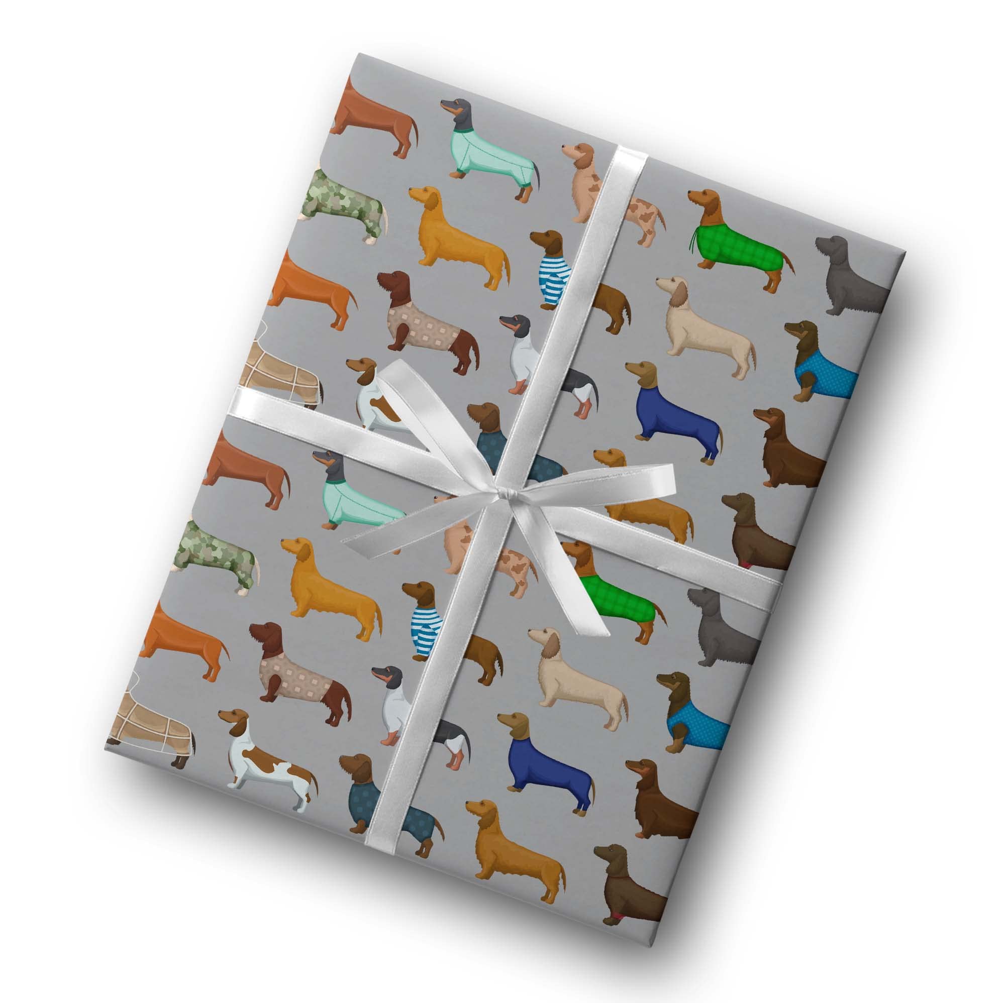 Premium Wiener Dog Sweater Gift Wrap - Cute Black & Brown Dachshund Design, 20x30 Inch Thick Wrapping Paper for Birthday Parties, Christmas Gifts & Pet Lover Decorations