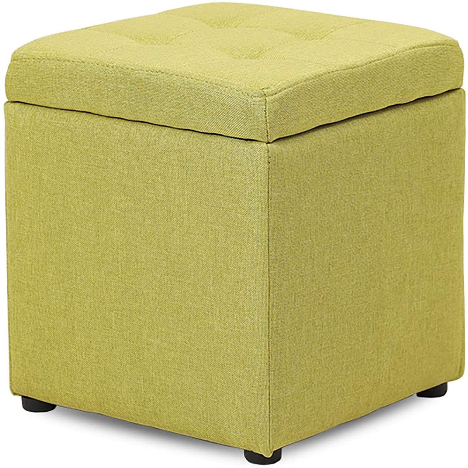DYPXG Leather Storage Ottoman Bench - 30x30x35cm Green Footstool with Storage | Entryway Shoe Rack, Living Room Seat & Bedroom Decor | Multi-Functional Storage Stool for Home Organization