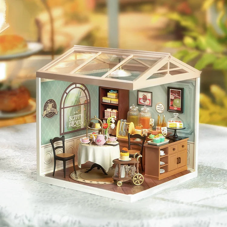 Rolife Sweet Sips Tea DIY Miniature Dollhouse Kit - Creative Mini House Model for DIY Craft, Home Decor, and Gift Giving