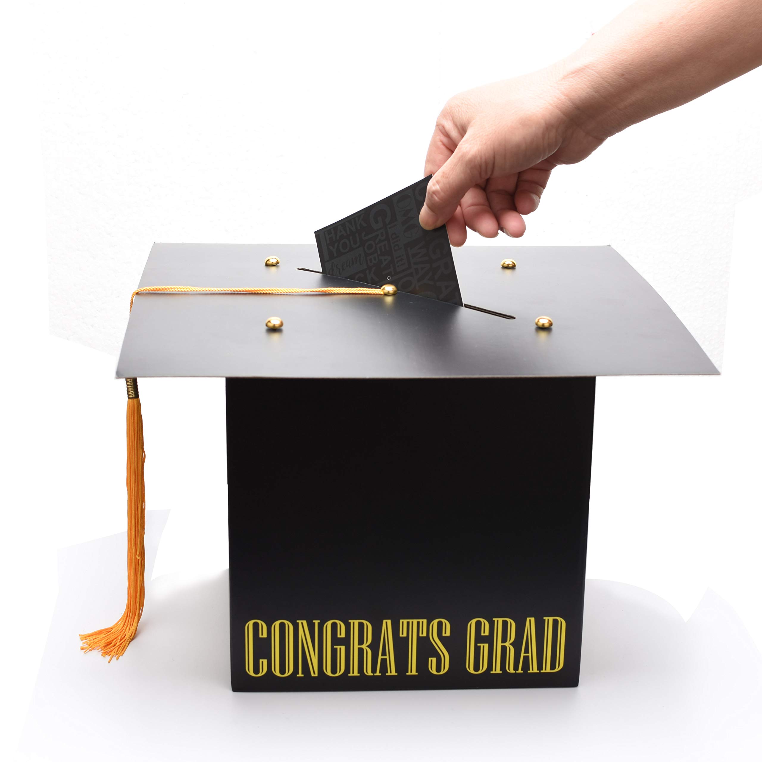Graduation Card Holder Box - Cap Shaped with Real Tassel for Graduation Party Decorations | Perfect for Graduation Gifts, School Events & Celebration Decor