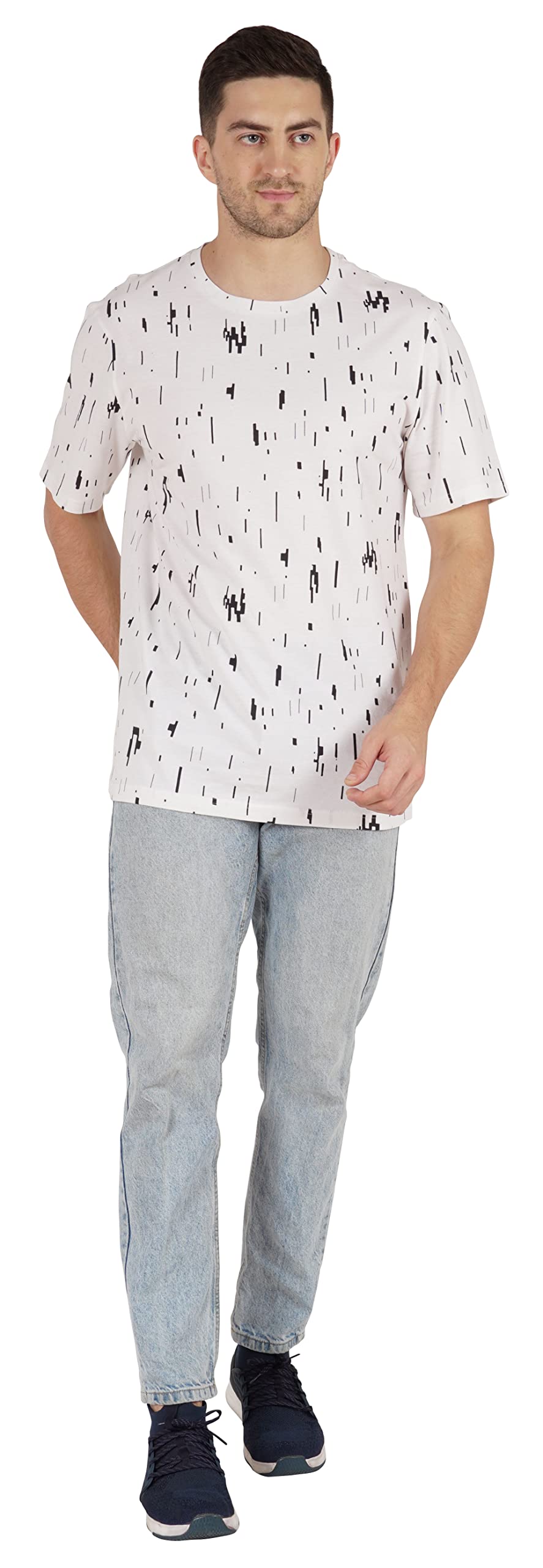 Inkmeso Men's Half Sleeve Loose Fit Printed Casual T-Shirt - Breathable Cotton Tee for Beach, Holiday & Summer Outfits