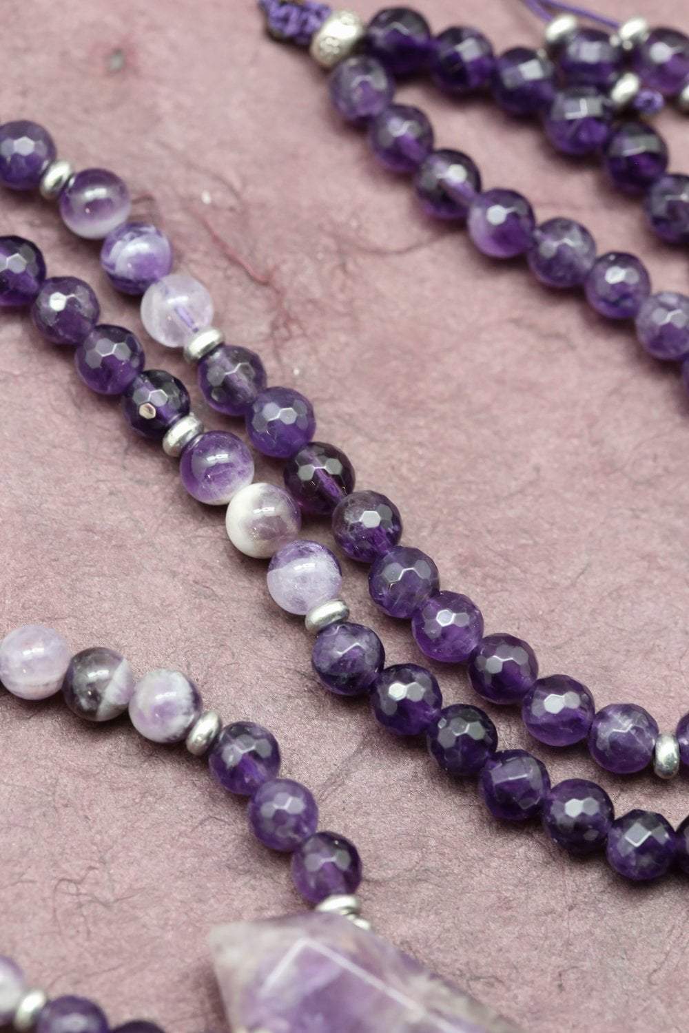 Natural Amethyst Chakra Healing Mala Beads - Meditation, Yoga & Spiritual Energy Balancing Jewelry for Stress Relief & Positive Vibes