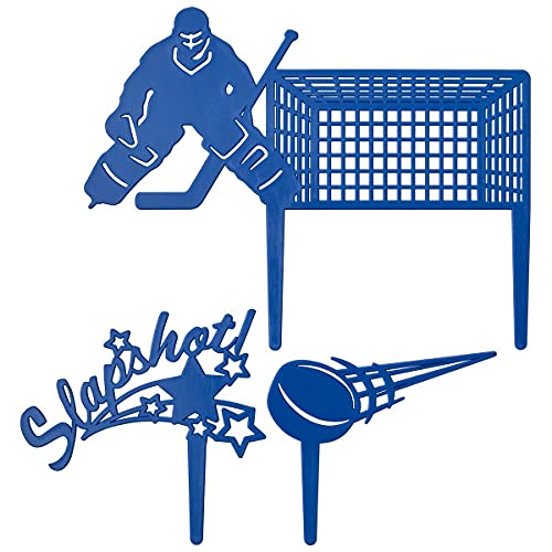 Hockey Goal Cake Topper Set with 12 Puck Cupcake Rings - Perfect for Hockey Birthday Party Decorations & Sports Themed Desserts