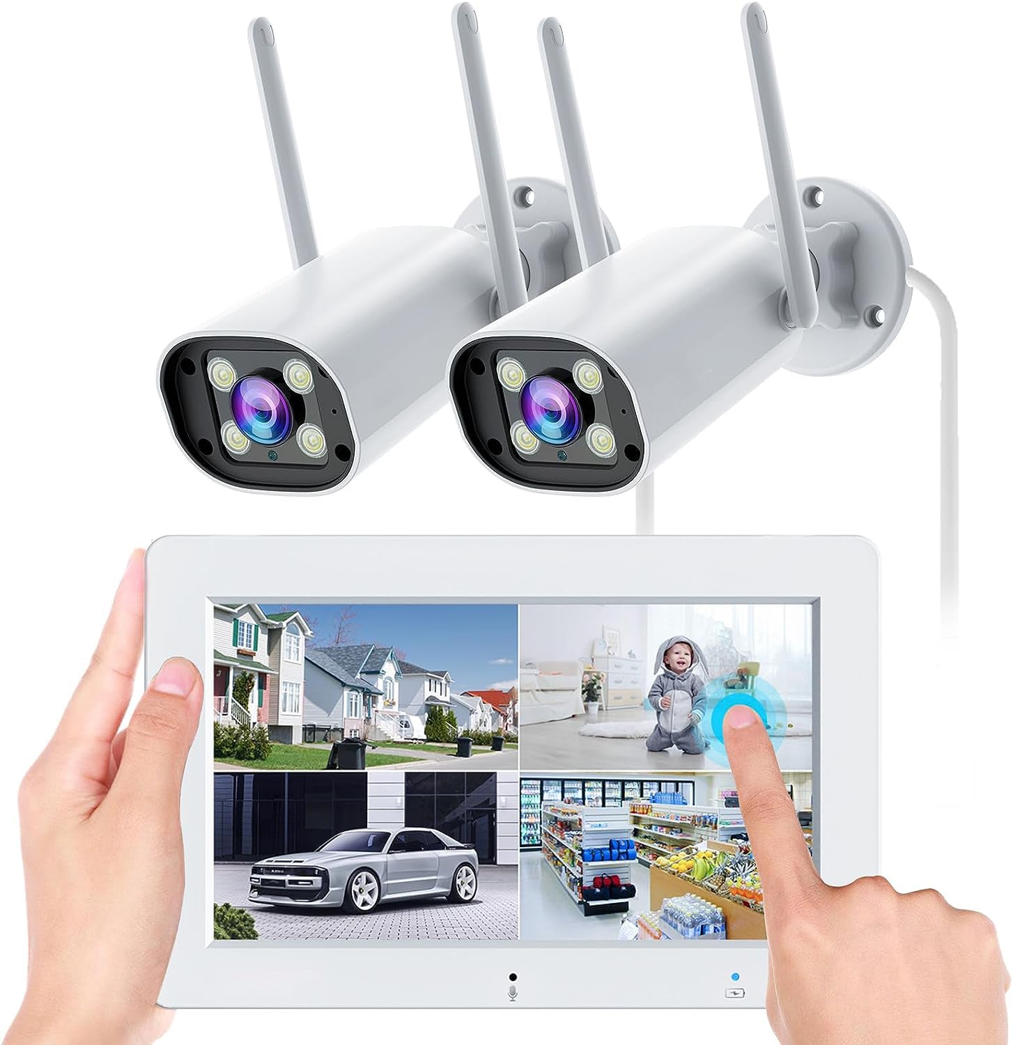 Campark SC27 3MP Outdoor Security Camera System with 7'' HD Touchscreen Monitor | Color Night Vision, Motion Detection & Weatherproof Design | Home, Office & Business Surveillance