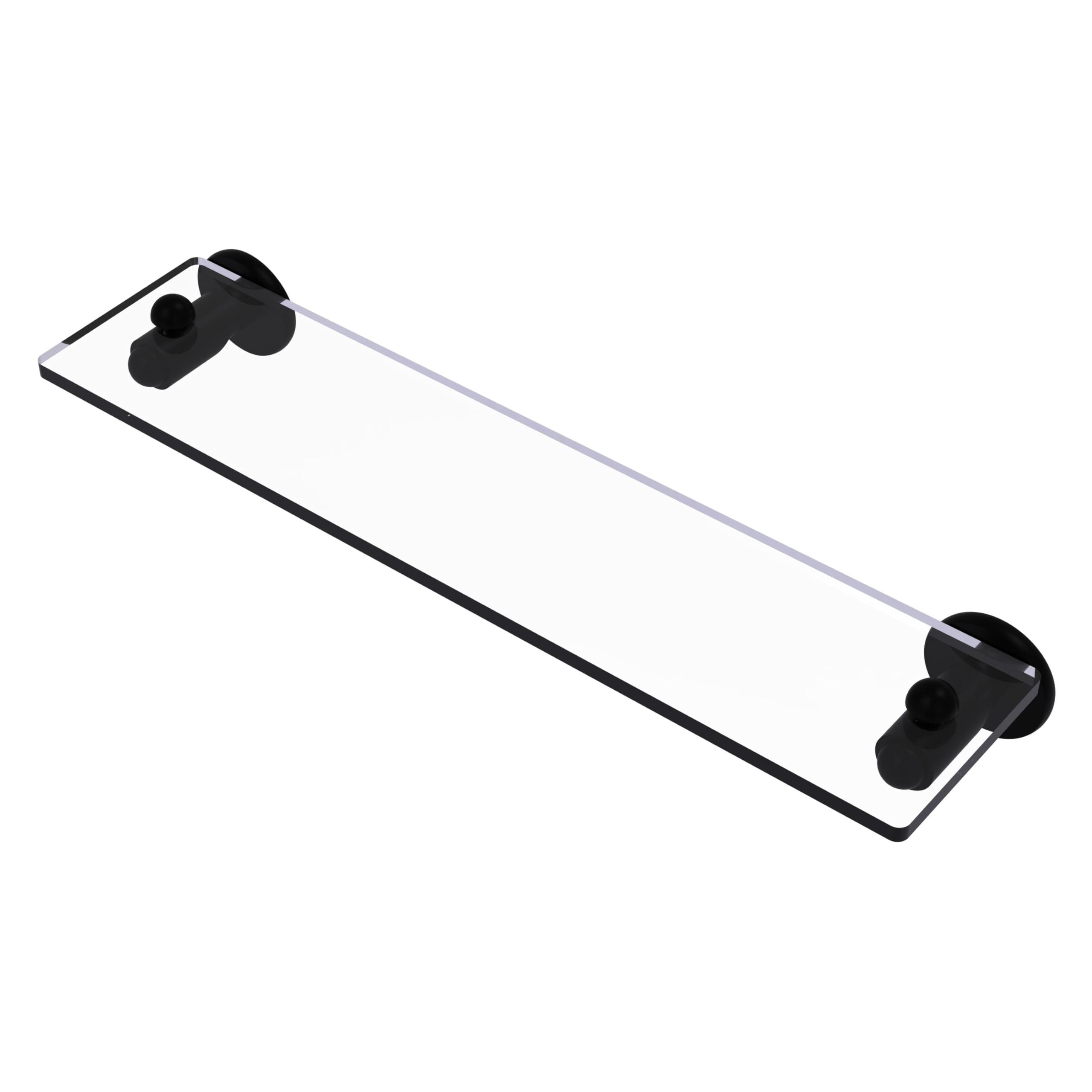 Allied Brass SH-1/22-BKM Soho Collection 22 Inch Glass Bathroom Vanity Shelf with Beveled Edges - Matte Black Finish for Modern Home Decor & Bathroom Organization