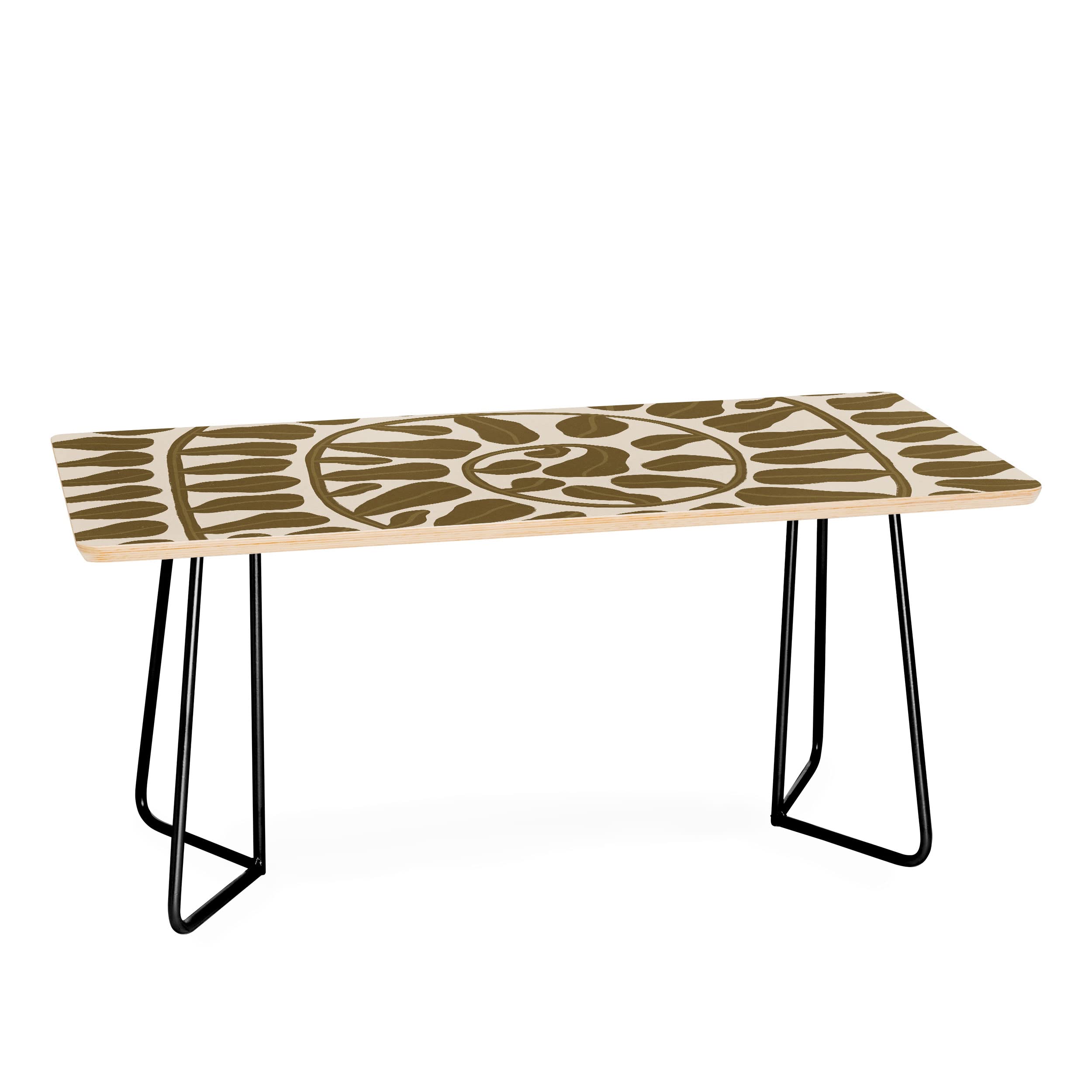 Deny Designs Alisa Galitsyna One Hundred Leaved Plant 6 Coffee Table - 38 x 19 Inches, Modern Black Wooden Coffee Table for Living Room, Perfect for Home Decor & Small Space Furniture
