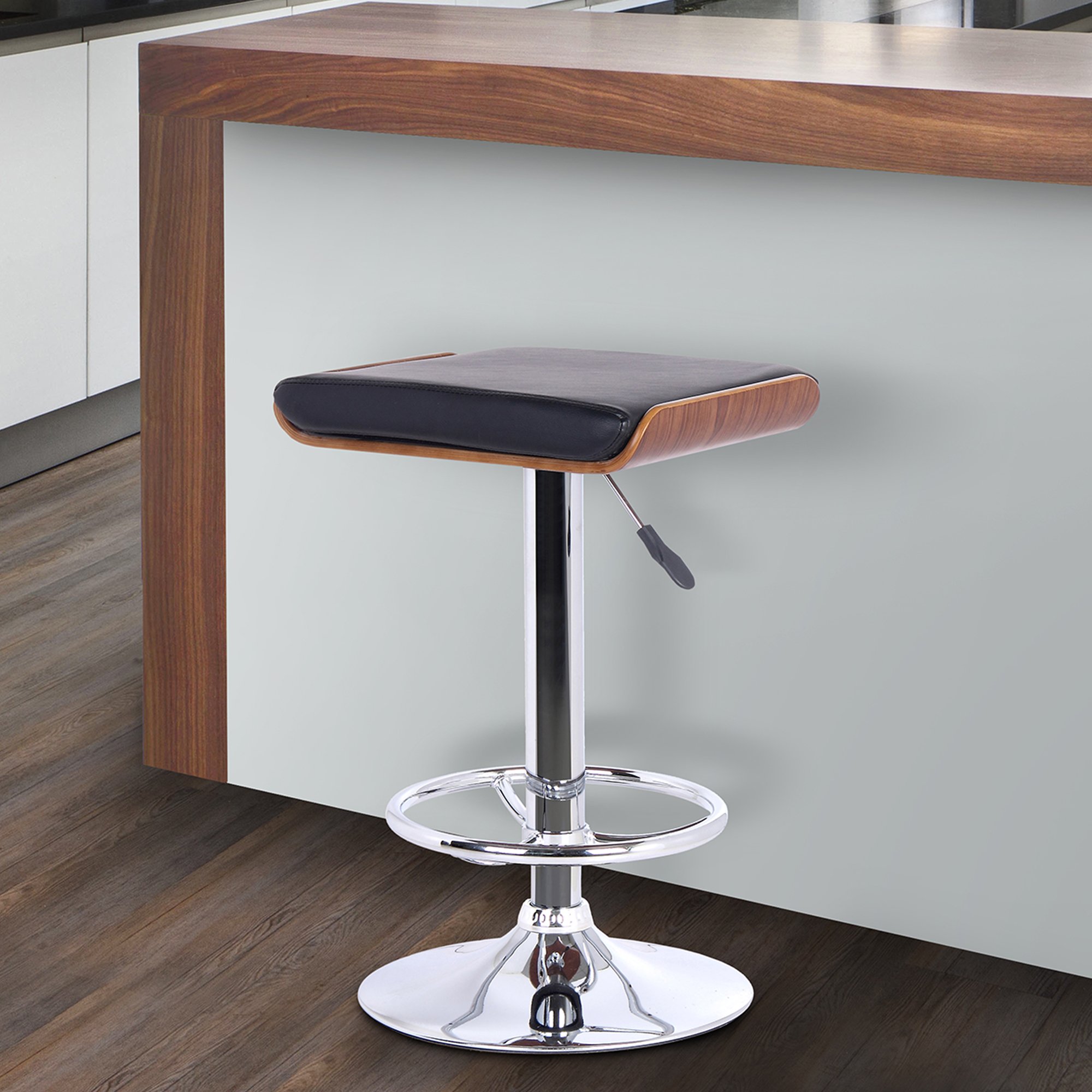 JCanal Barstool - Adjustable Height Black Bar Stool for Kitchen Island, Counter, or Pub - Heavy Duty Metal Frame with Comfortable Seat