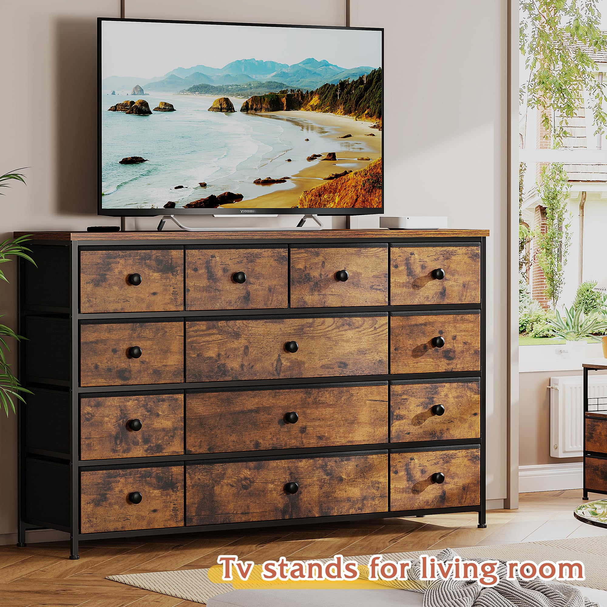 Brown Dresser for Bedroom with 13 Storage Drawers - 55