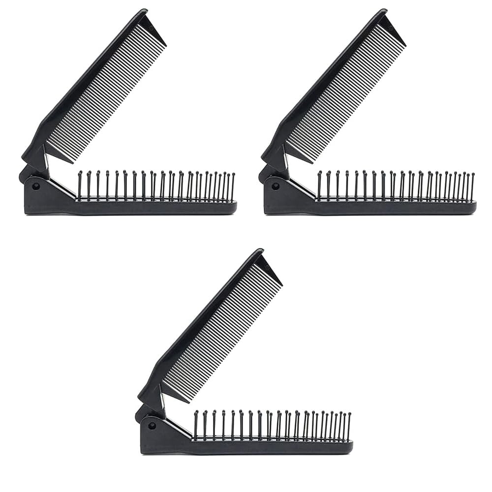 GITGRNTH Portable Travel Folding Hair Brush - Compact Foldable Comb for Women & Men, Double Headed Pocket Size (2 Pack) - Perfect for Travel, Gym, Office & On-the-Go Styling