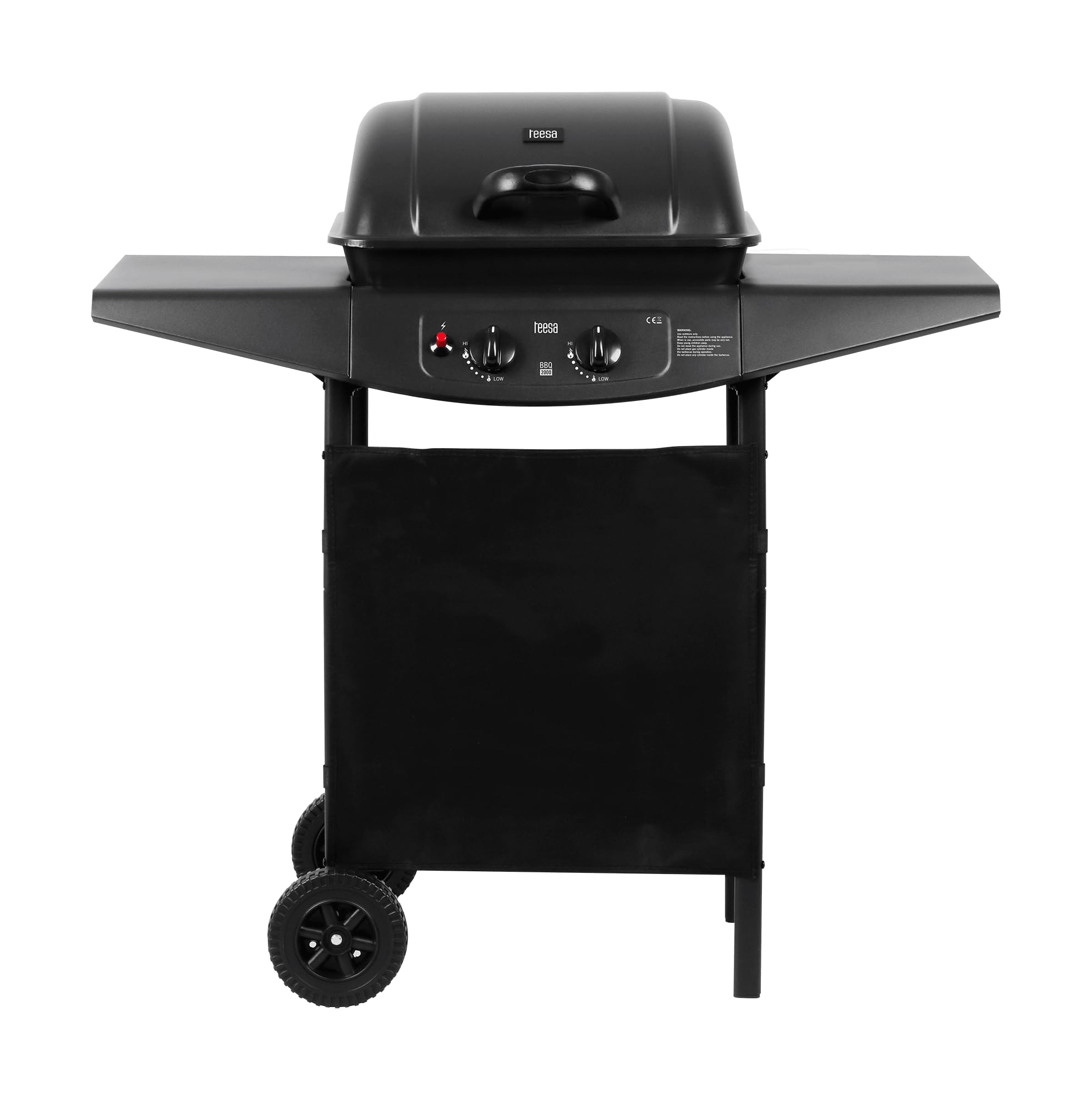 Teesa BBQ 2000 TSA0080 2-Burner Gas Grill Black 38.6 x 17.3 x 39.4 Inches for Outdoor Cooking, Backyard Parties & Camping