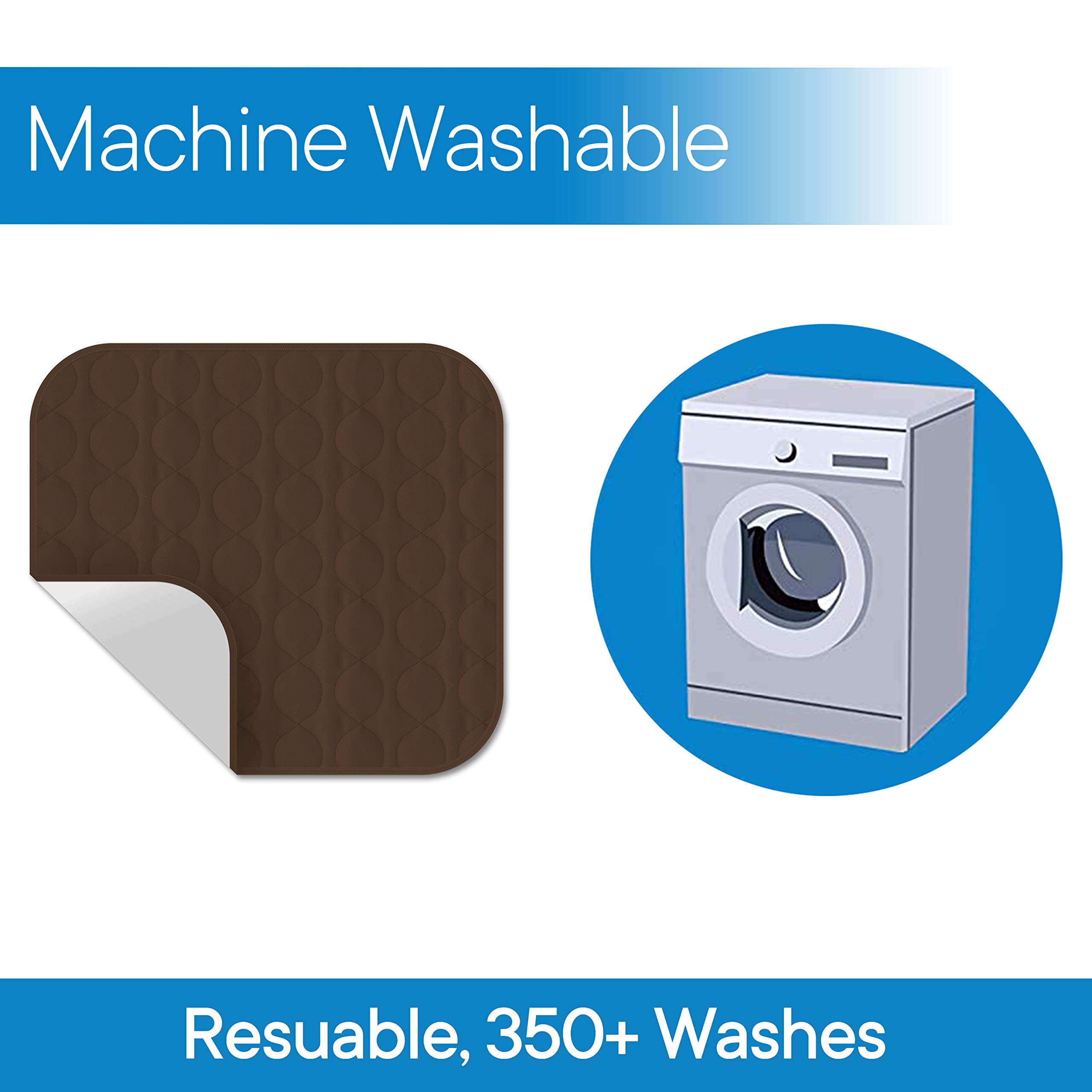 RMS Washable & Reusable Incontinence Chair Pad - Waterproof Seat Protector & Bed Pad for Adults (Brown) - Ideal for Wheelchair, Sofa & Home Care Use