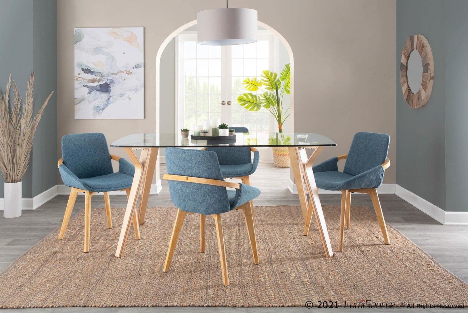 LumiSource Cosmo Chair - Mid-Century Modern Upholstered Dining Chair Set of 2, Comfortable Kitchen Chairs for Dining Table - Perfect for Home, Restaurant & Office Use