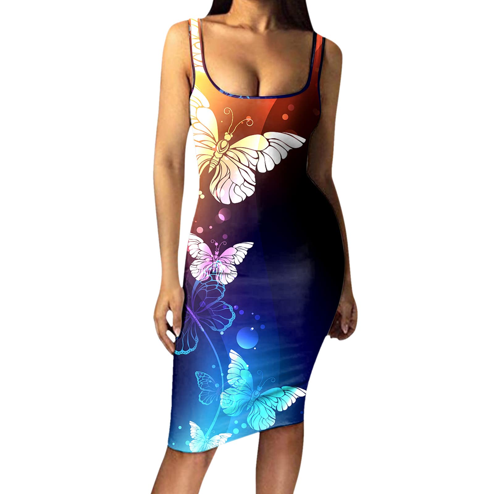 Women's Summer Dress - Casual Wrap V-Neck Spaghetti Strap Chiffon Flowy Mini Shift Dress for Beach, Vacation & Everyday Wear