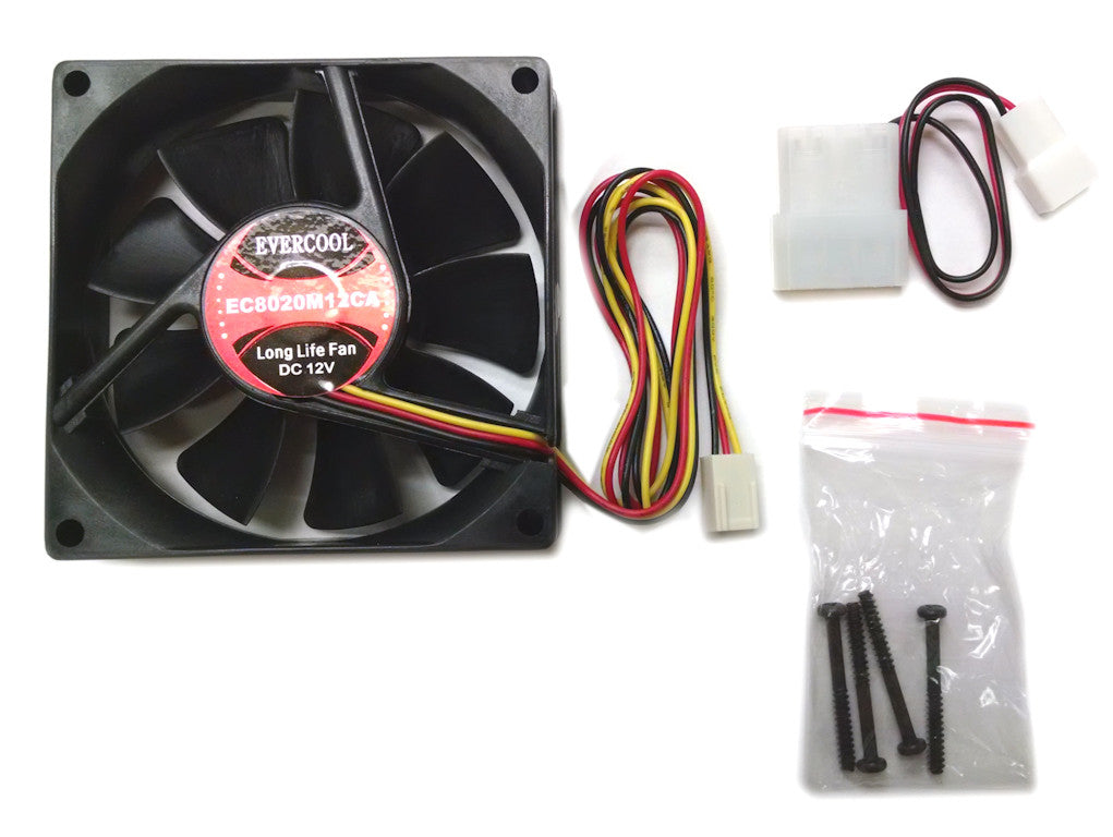 Evercool 80x80x20mm 12V DC Cooling Fan with 3-Pin Connector - High Performance PC Case Fan for Computer, Gaming Rig, and Electronics Cooling
