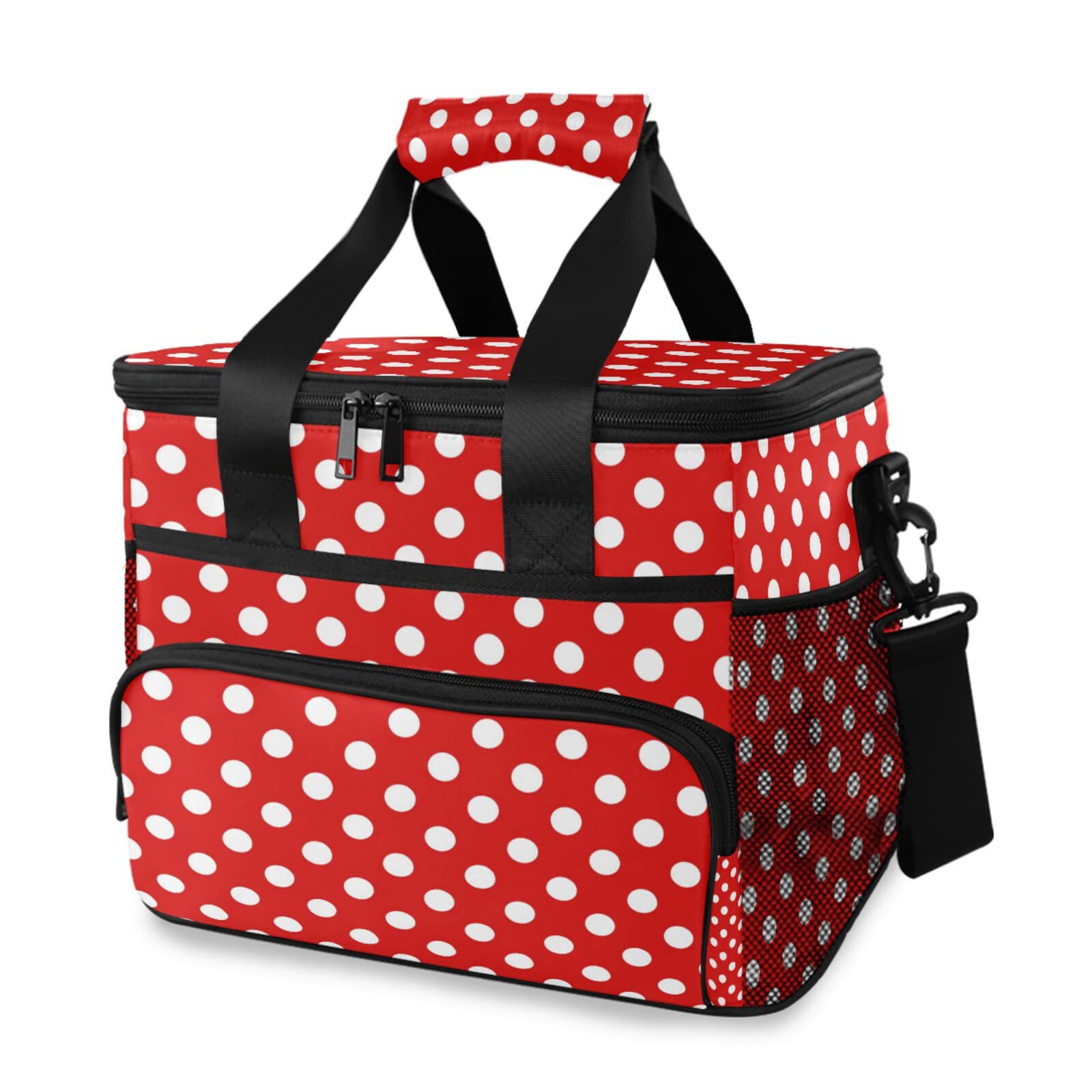 ALAZA Red Polka Dot Insulated Lunch Bag - Reusable Water-Resistant Cooler Tote for Picnic, Beach, Work & School | Perfect for Outdoor Activities, Daily Commute & Meal Prep