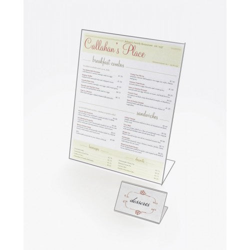 Cal Mil 513 Clear Plastic Easel Tabletop Card Holder - 8.5 x 11 Inches - Pack of 12 - Perfect for Restaurant Menus, Retail Displays & Office Presentations