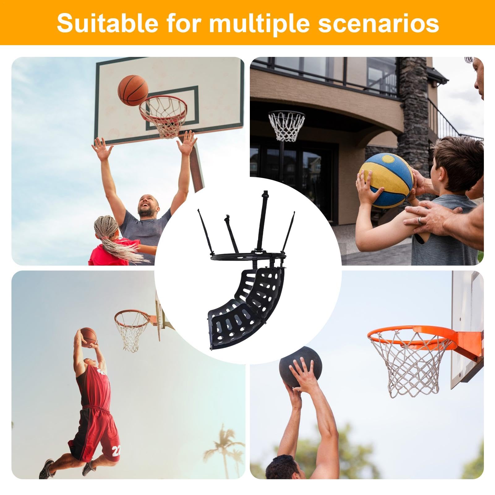 Basketball Hoop Return Attachment - Ball Return System & Rebound Net for Basketball Hoops | Perfect for Home Court, Driveway, and Backyard Basketball Practice | Improves Shooting Accuracy & Saves Time Retrieving Balls