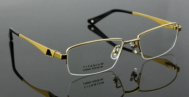 Brightzone Unisex Semi-Rim Square Titanium Eyeglasses 78043 - Lightweight & Durable Frame for Work, Reading & Everyday Wear
