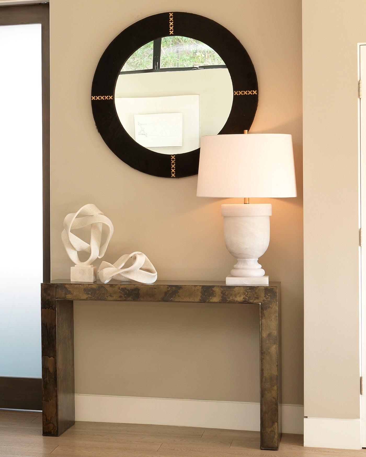 Charlemagne Console Table - Elegant Entryway Table with Wooden Frame & Marble Top - Perfect for Hallway, Living Room & Home Decor