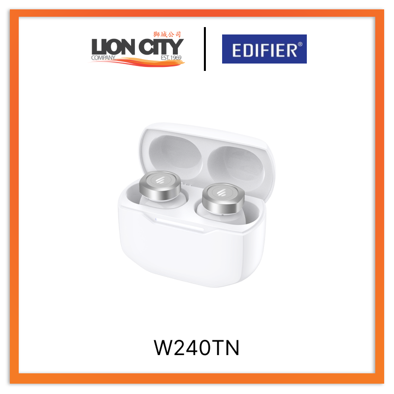 Edifier W240TN White True Wireless Earbuds - Bluetooth 5.3, 30H Playtime, IP55 Waterproof, Noise Cancelling for Gym, Running & Workout