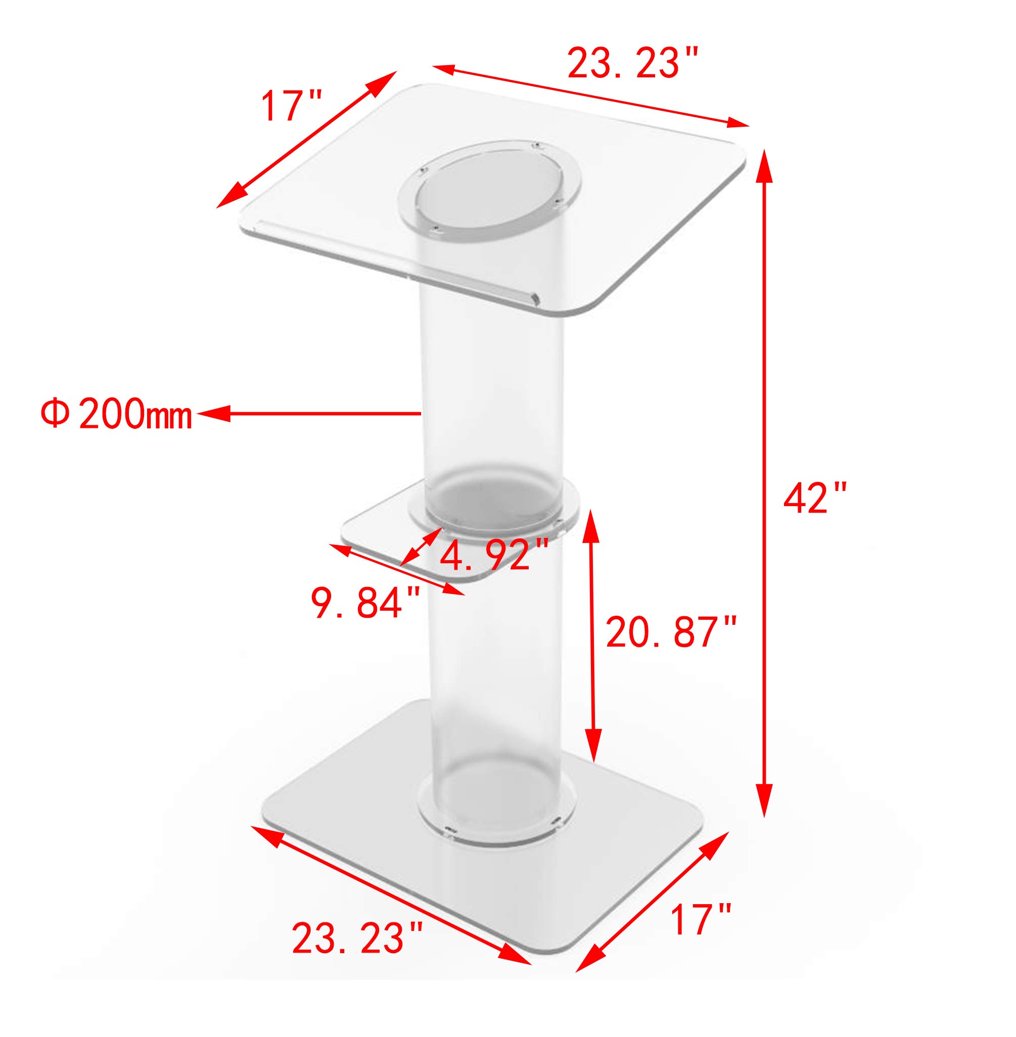 FixtureDisplays® Clear Acrylic Podium - 23.3