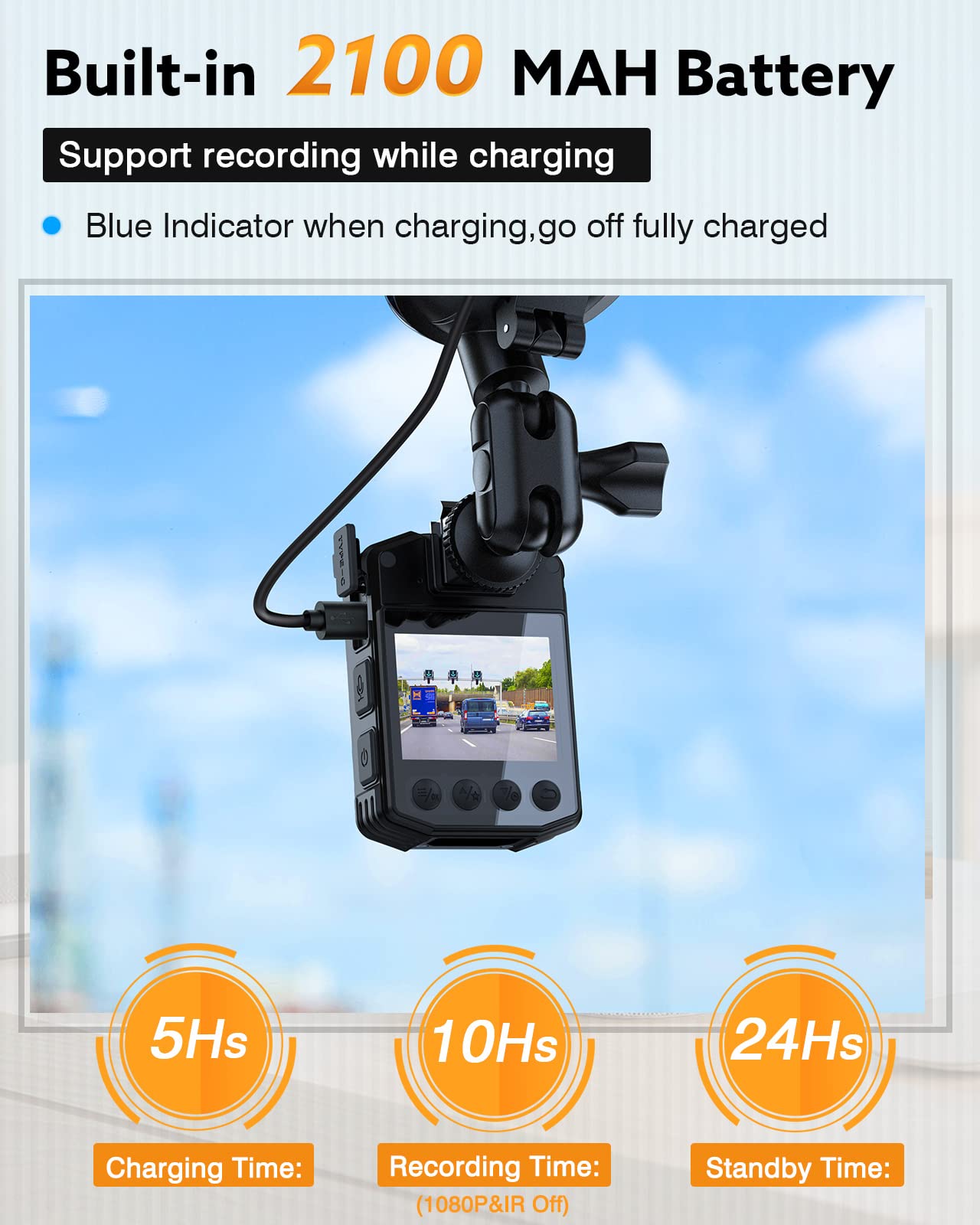 WD1 128GB Police Body Camera with Audio Recording & 1080P HD Video - Infrared Night Vision, Dash Cam for Cars with Suction Cup Mount - 2-in-1 Wearable Camera for Law Enforcement, Security Patrols, Pet Monitoring & Travel Adventures | Perfect for Night Shifts, Road Trips & Home Security
