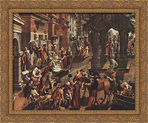 Stunning 24x20 Gold Ornate Wood Framed Canvas Art - Apostles Peter and John by Pieter Aertsen | Perfect for Home Decor, Church Interiors & Religious Gift Giving