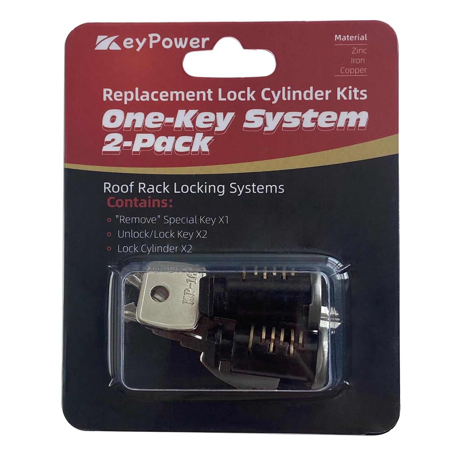 KeyPower 2 Pack Lock Cores for Thule Roof Racks & Cargo Boxes - Universal SKS/One-Key System Replacement - Secure Your Ski, Bike & Luggage Carriers - Perfect for Road Trips & Outdoor Adventures