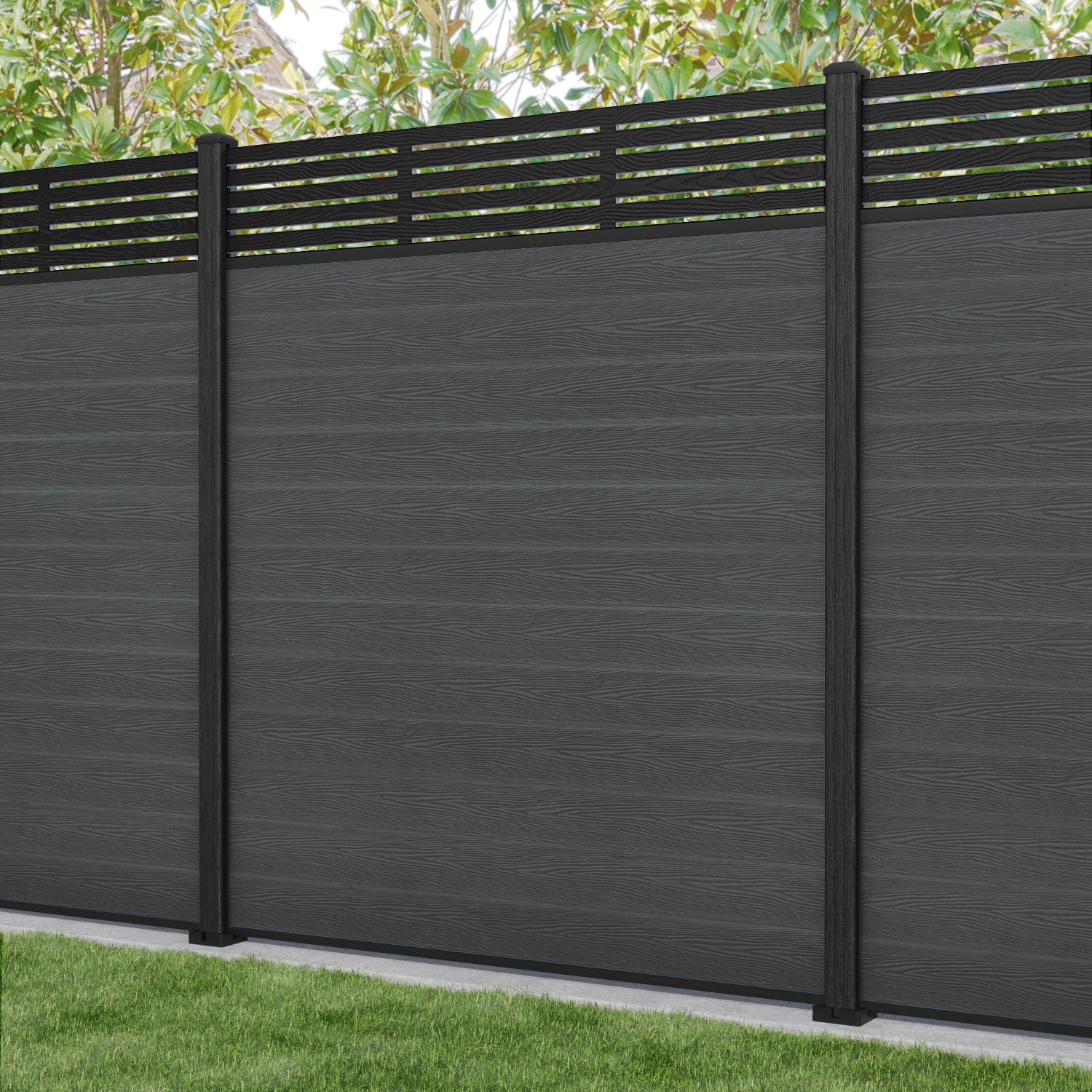 Classic Aspen Fence Panel - Dark Grey Composite Fencing with Durable Posts | Perfect for Backyard Privacy, Garden Borders & Property Security