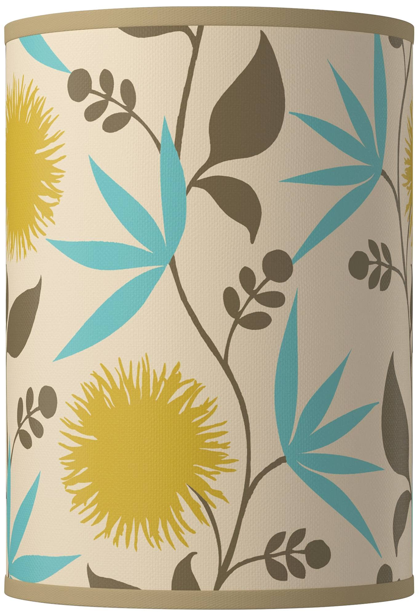 8x8x11 Inch Cylinder Hardback Giclee Print Lamp Shade - Dahlia Blue Yellow Small with Replacement Harp & Finial Fitting | Giclee Glow for Bedroom, Living Room & Office Lighting Decor