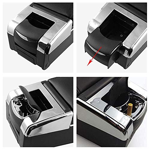 Leather Car Armrest Box for Seat Ibiza - Single Layer Center Console Storage Organizer with Cup Holder & Ashtray | Perfect for Road Trips & Daily Commuting