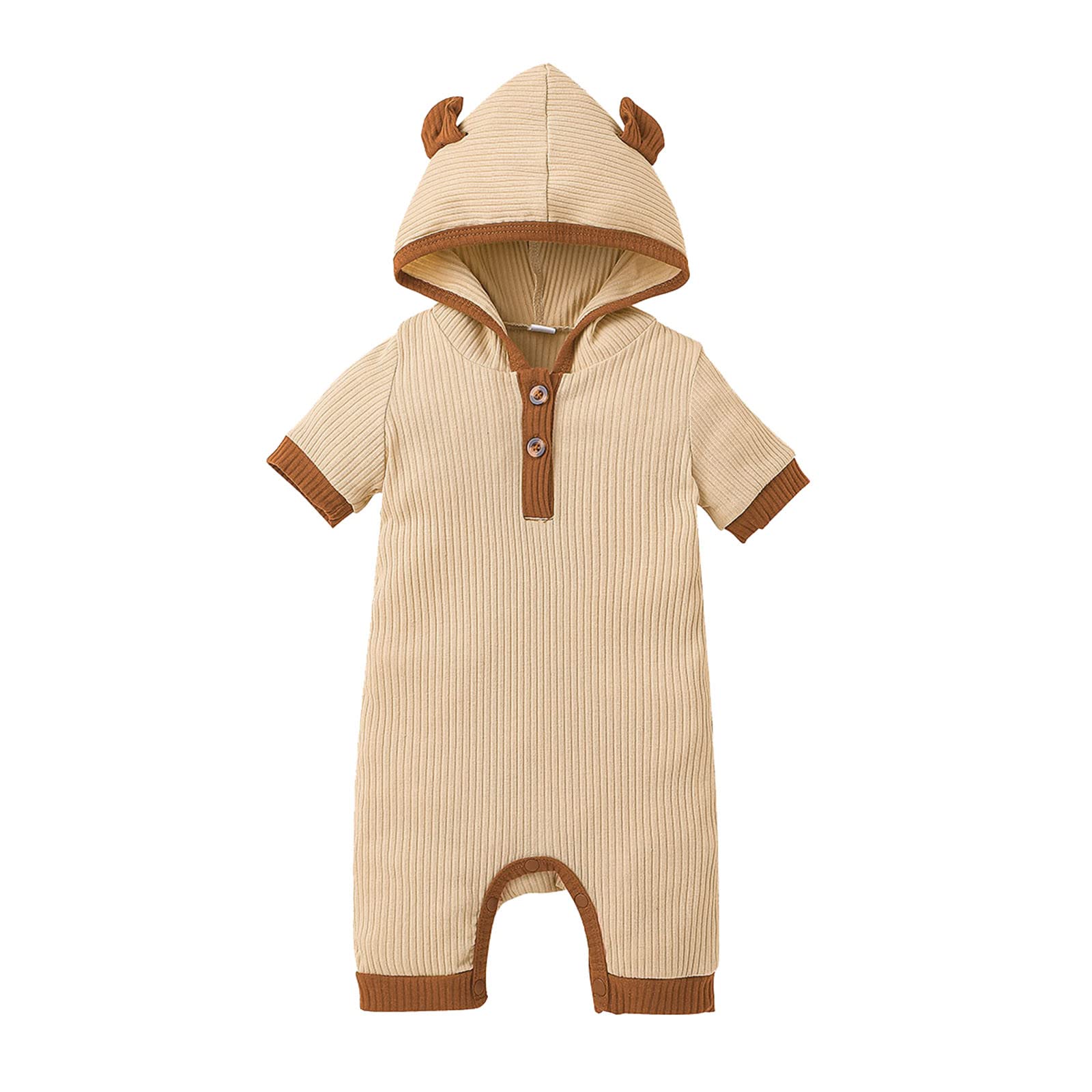Egbsmy Newborn Baby Hooded Romper Jumpsuit - Short Sleeve Solid Color for Boys & Girls | Perfect for Playdates, Photo Shoots & Everyday Comfort