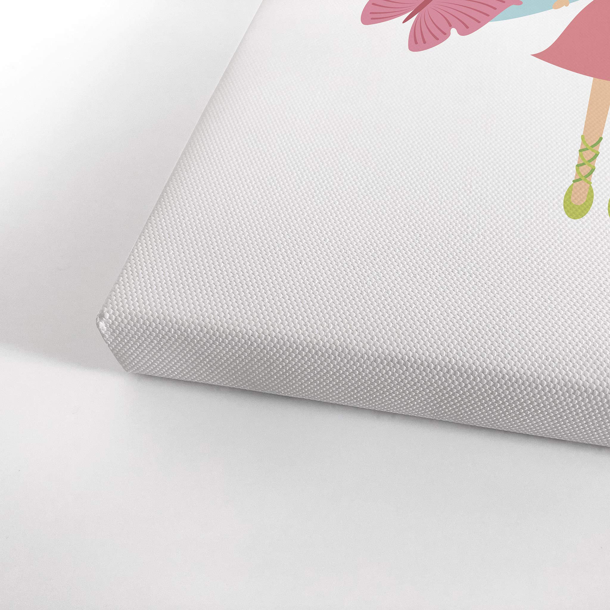 Cute Fairy Girl with Magic Wand & Pink Butterfly Canvas Print - 40x30 Inch Kids Room Decor, Nursery Wall Art, Ready to Hang - Perfect for Baby Girl's Bedroom & Playroom Decor (Made in USA)