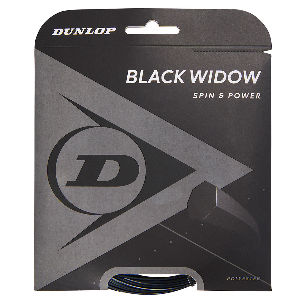 Dunlop Black Widow 17/1.25 Tennis String - High Performance Polyester Tennis Racket String for Control & Durability (Black) | Perfect for Competitive Play & Tournament Use