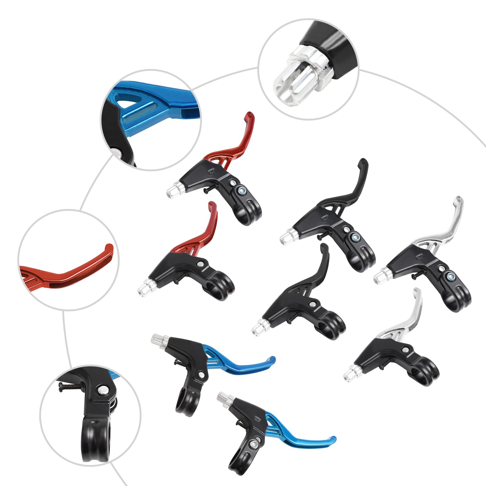 Universal Full Aluminum Alloy Bicycle Brake Levers - 1 Pair for Road Bike, MTB, BMX & Mountain Cycling | Lightweight & Durable Brake Handles for Smooth Stopping | Perfect for Commuting, Trail Riding & Urban Cycling (Red)
