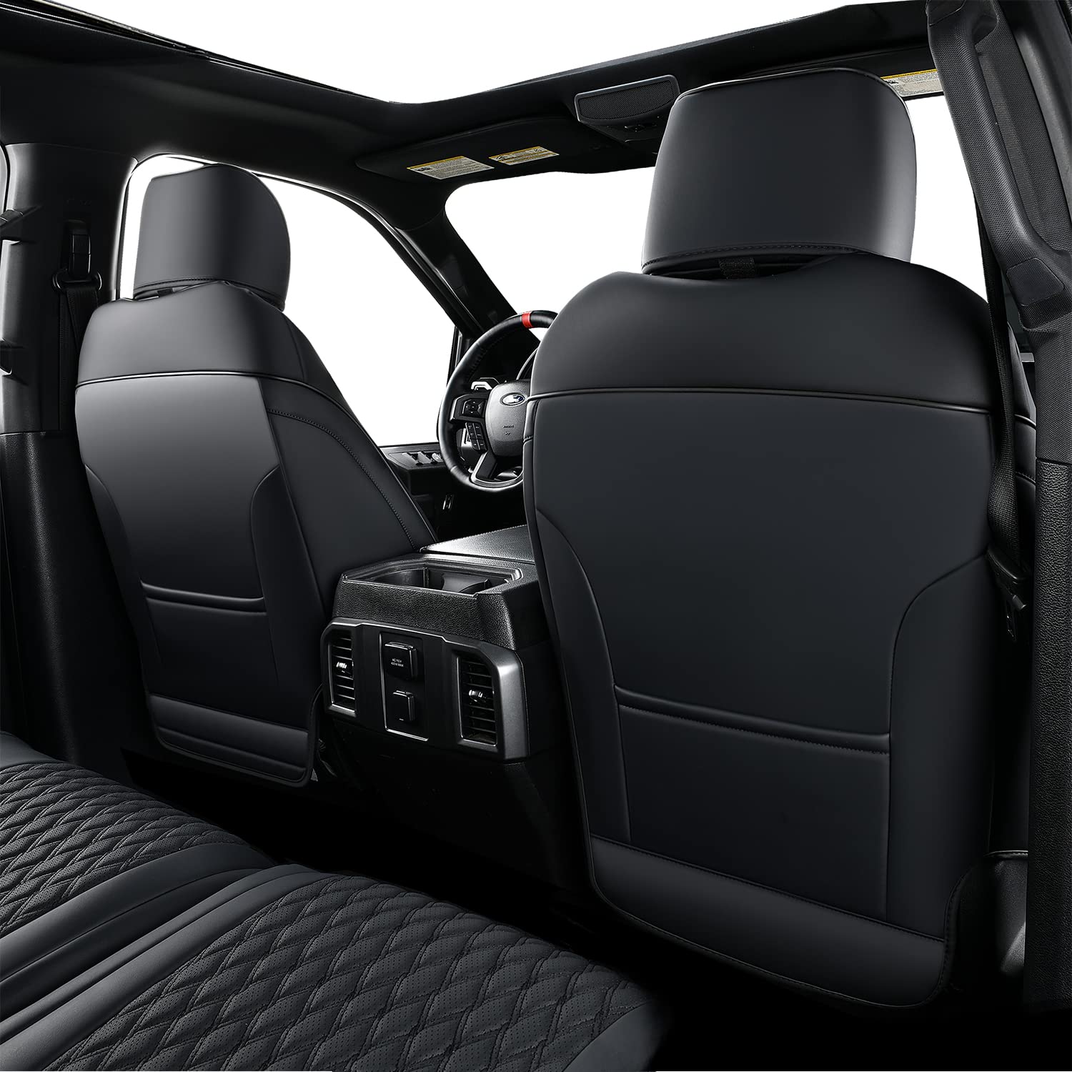 Premium Leatherette Seat Covers for Dodge RAM 1500/2500/3500 (2009-2024) - Custom Fit Truck Accessories, Front Seat Protection, Black - Perfect for Work Trucks, Off-Road Adventures & Daily Commuting