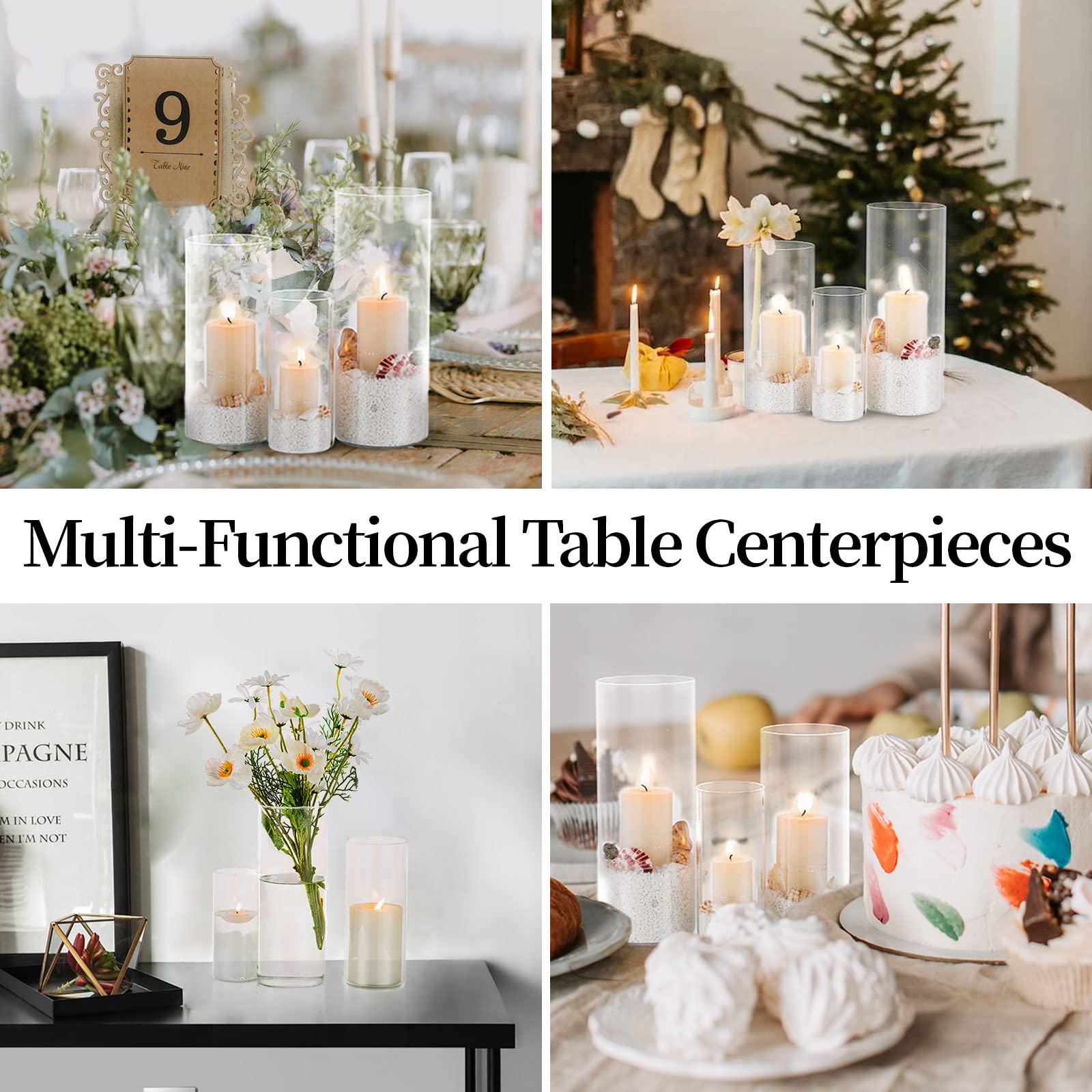 30-Piece Clear Glass Cylinder Vase Set - Modern Hurricane Candle Holders for Wedding Centerpieces, Floating Candles & Flower Arrangements - Bulk Cylinder Vases for Home Decor, Party & Event Table Decorations