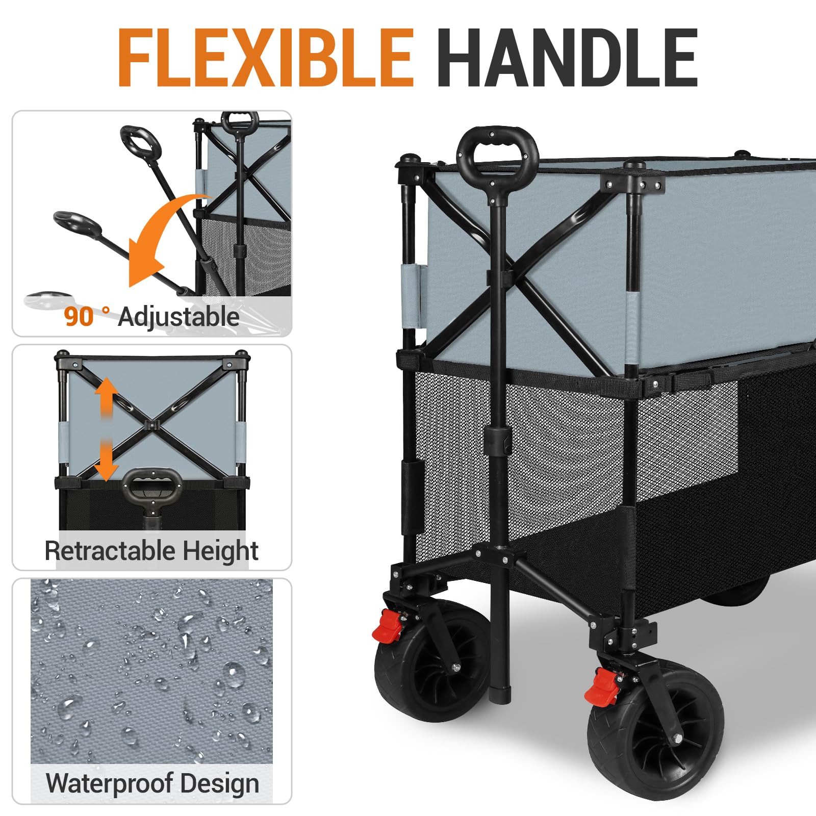 **Heavy Duty Double Decker Folding Wagon Cart with Large Wheels & Brakes – Portable Utility Cart for Beach, Camping, Groceries, and Outdoor Adventures**    *(Perfect for picnics, tailgating, farmers markets, and hauling gear to the beach or campsite!)*