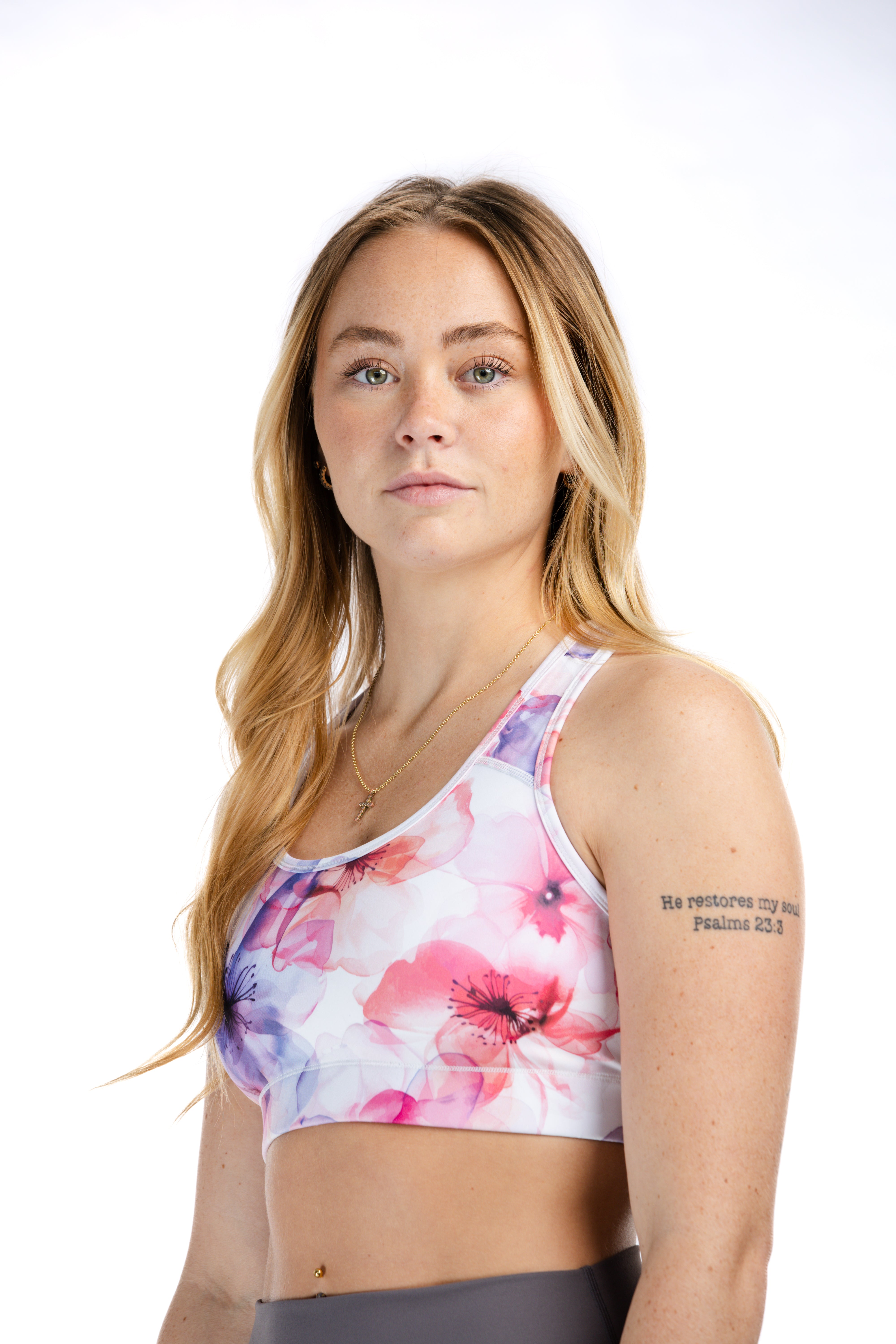 High Support Empowered Sports Bra - Magenta Floral Print | Women's Workout Top for Running, Yoga & Gym | Moisture-Wicking & Breathable Activewear