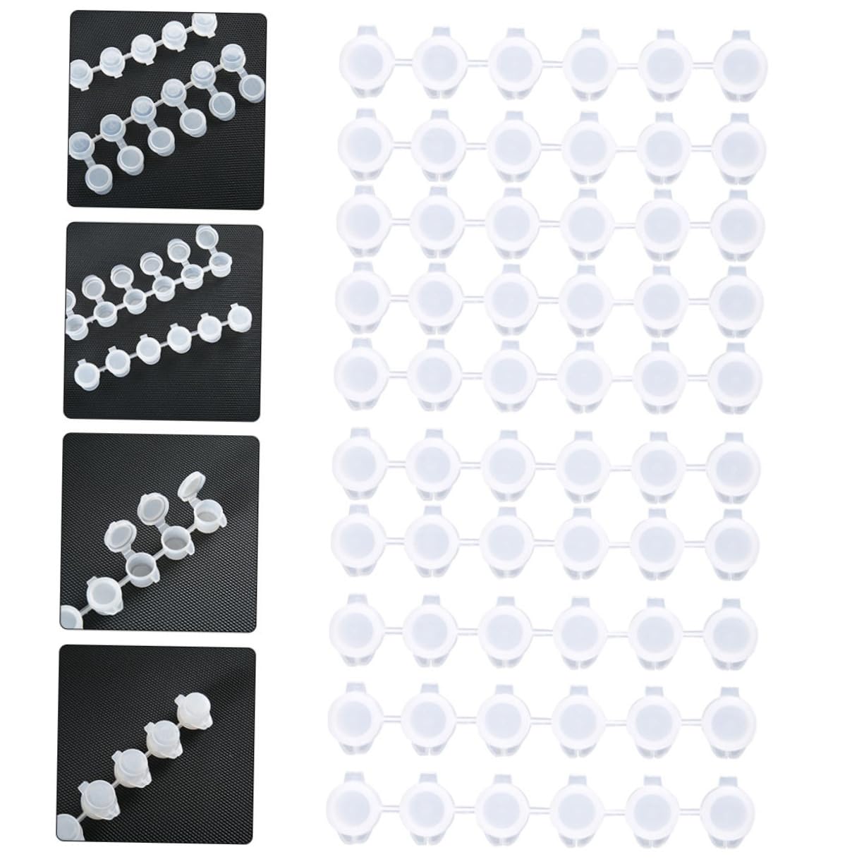 NUOBESTY 90 Pcs Empty Paint Pots with Lids - Clear Epoxy Paint Strips & Mini Cups for Watercolor, Acrylic Paints - Perfect for Kids Art Projects, DIY Crafts, and Artist Storage (White)