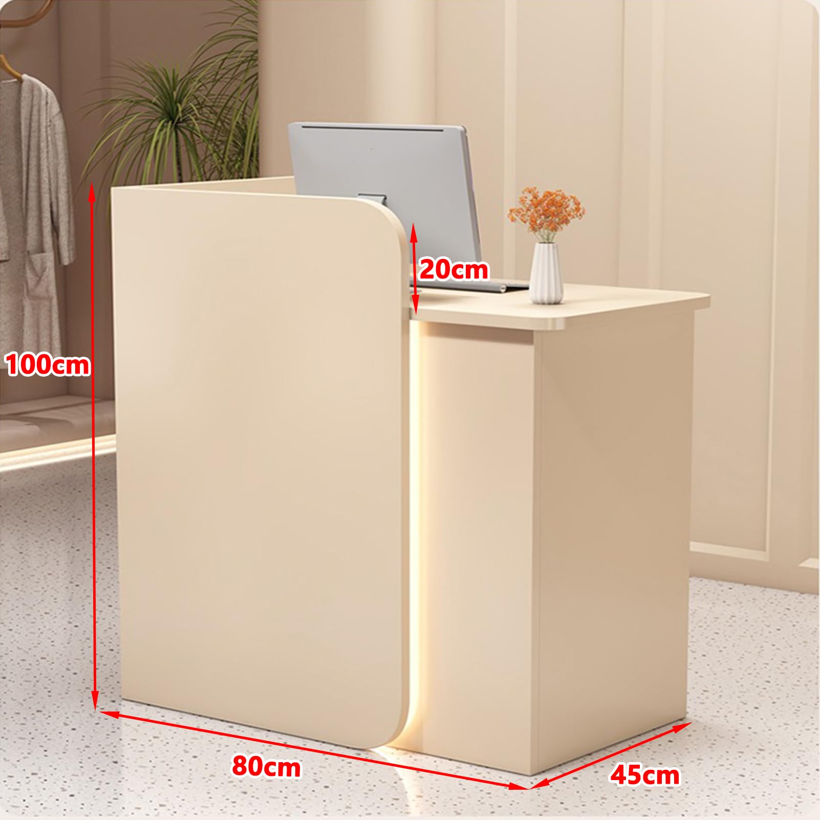 Modern Reception Desk with Lockable Drawer - 80
