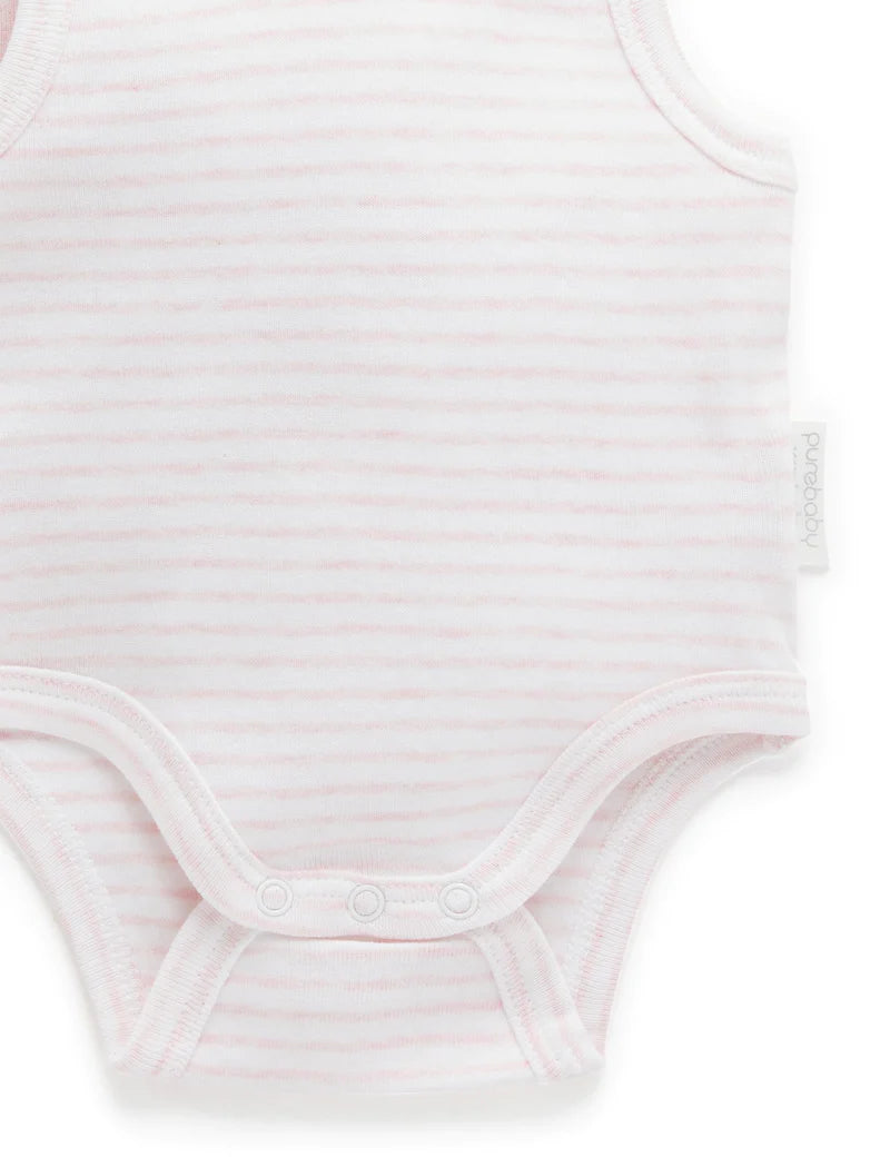 Purebaby Organic Cotton Ribbed Bodysuit 2-Pack - Soft & Breathable Baby Onesies for Newborns & Infants | Pale Pink | Perfect for Everyday Wear, Playtime & Photo Shoots