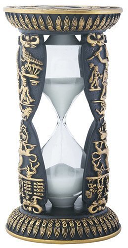 Black and Yellow Egyptian-Themed Hourglass Sand Timer - Vintage Decor, Office Desk Accessory & Meditation Tool
