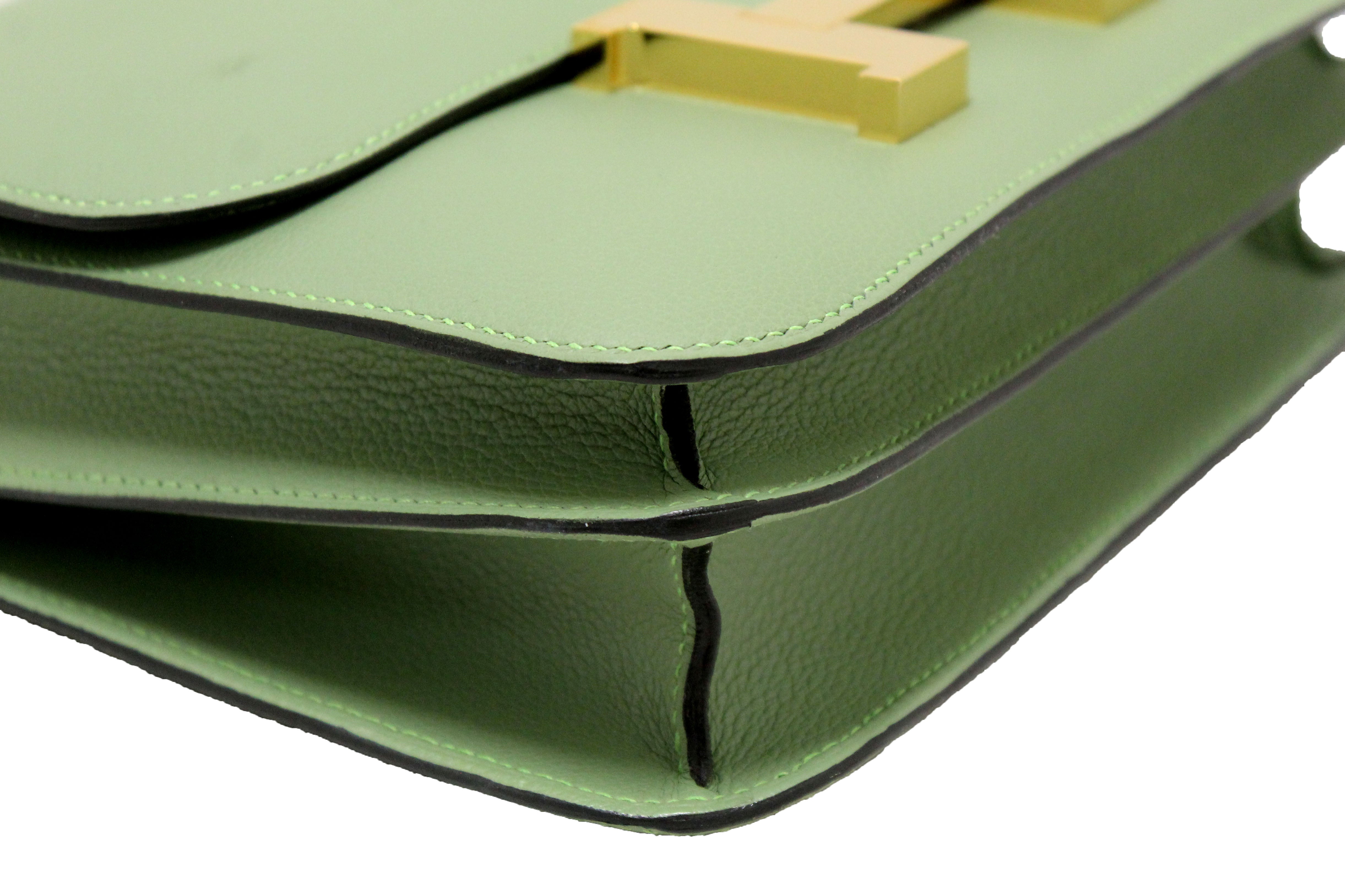 Authentic Hermes Green Vert Criquet Evercolor Leather Constance 24 Shoulder Bag - Luxury Designer Handbag for Women, Perfect for Parties, Weddings & Everyday Elegance