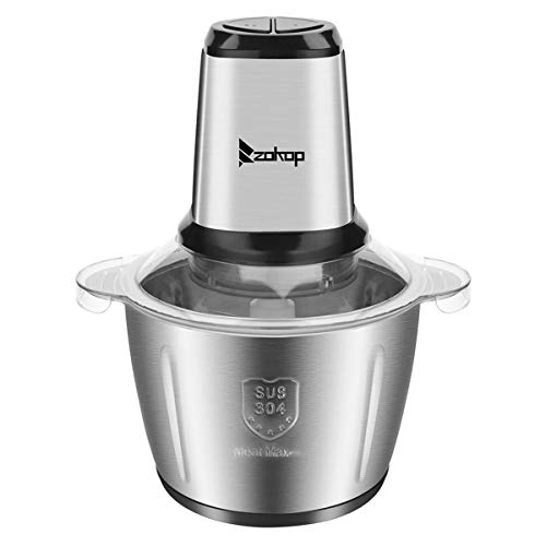 ZOKOP 120V 500W 2.8L Stainless Steel Electric Meat Grinder with 2 Speed Settings - Perfect for Home Kitchen, Sausage Making & Ground Beef Preparation