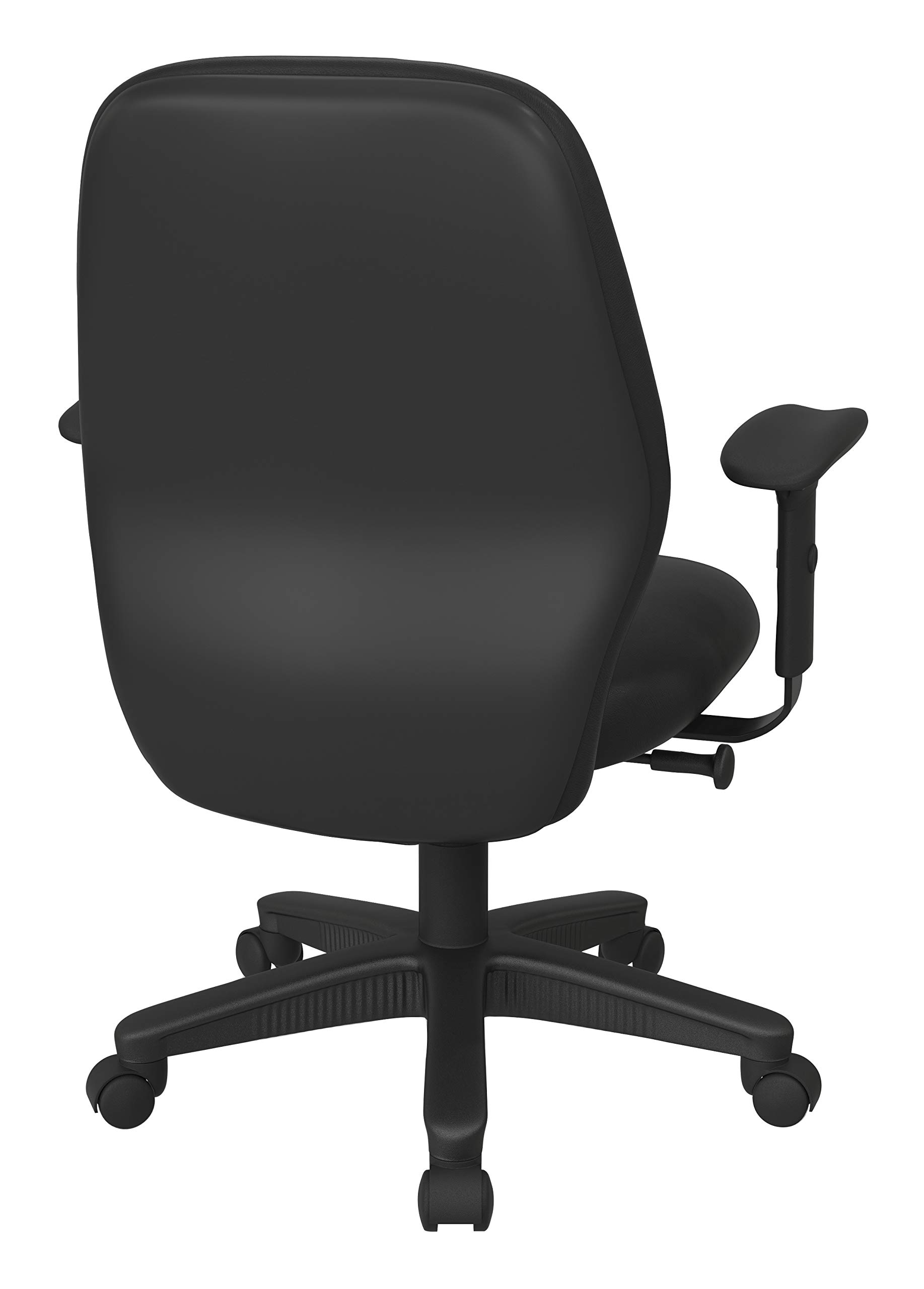 Office Star Ergonomic Mid Back Office Chair with 2-to-1 Synchro Tilt & Adjustable Padded Arms - Dillon Black Fabric - Perfect for Home Office, Workstation & Long Hours Sitting