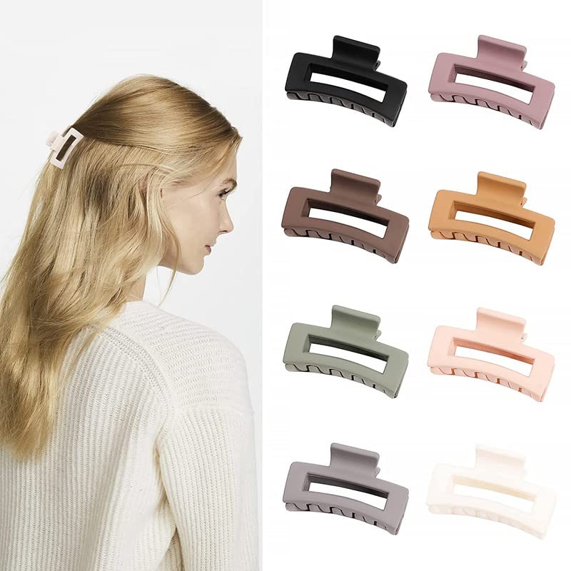 FAMEZA 8pcs Small Matte Hair Claw Clips for Women & Girls - Mini Hair Clips for Short Hair, Non-Slip Grip (8 Colors) - Perfect for School, Work, Gym, and Everyday Styling