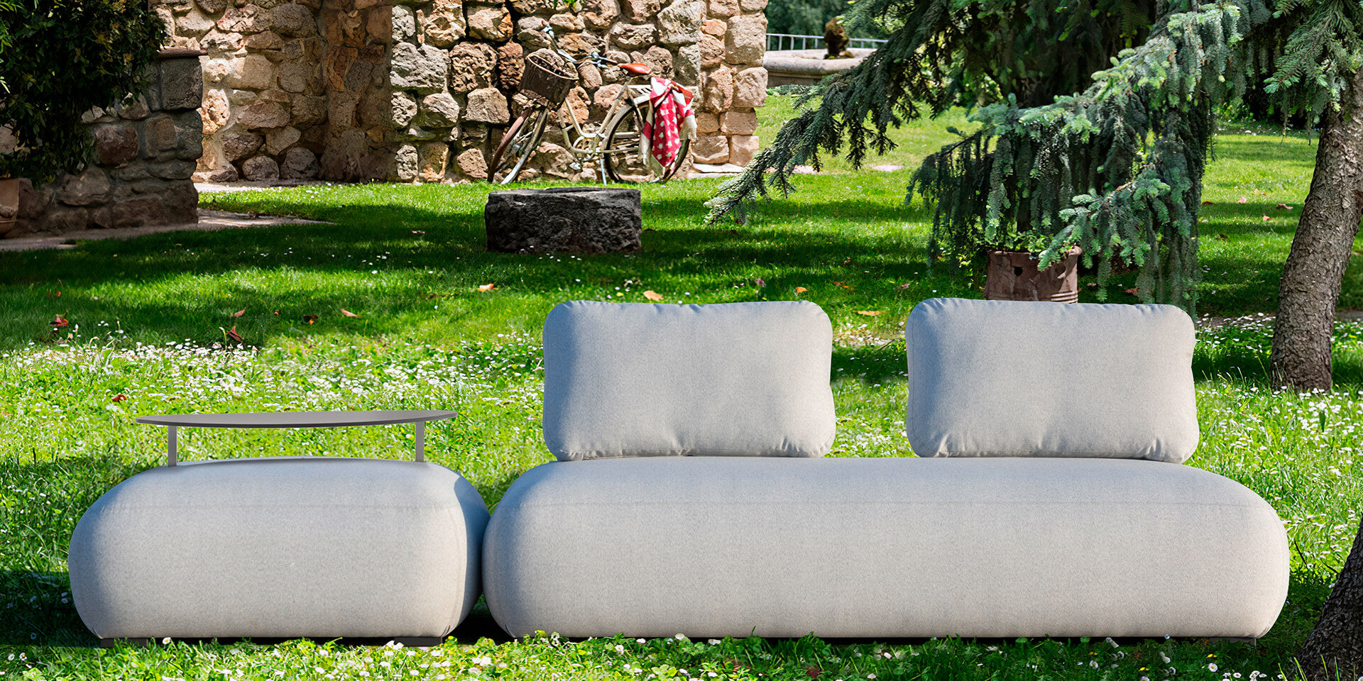 Luxury Couture Jardin Olala Outdoor Double Sofa - Waterproof & Weather-Resistant Patio Furniture for Garden, Poolside, and Backyard Relaxation