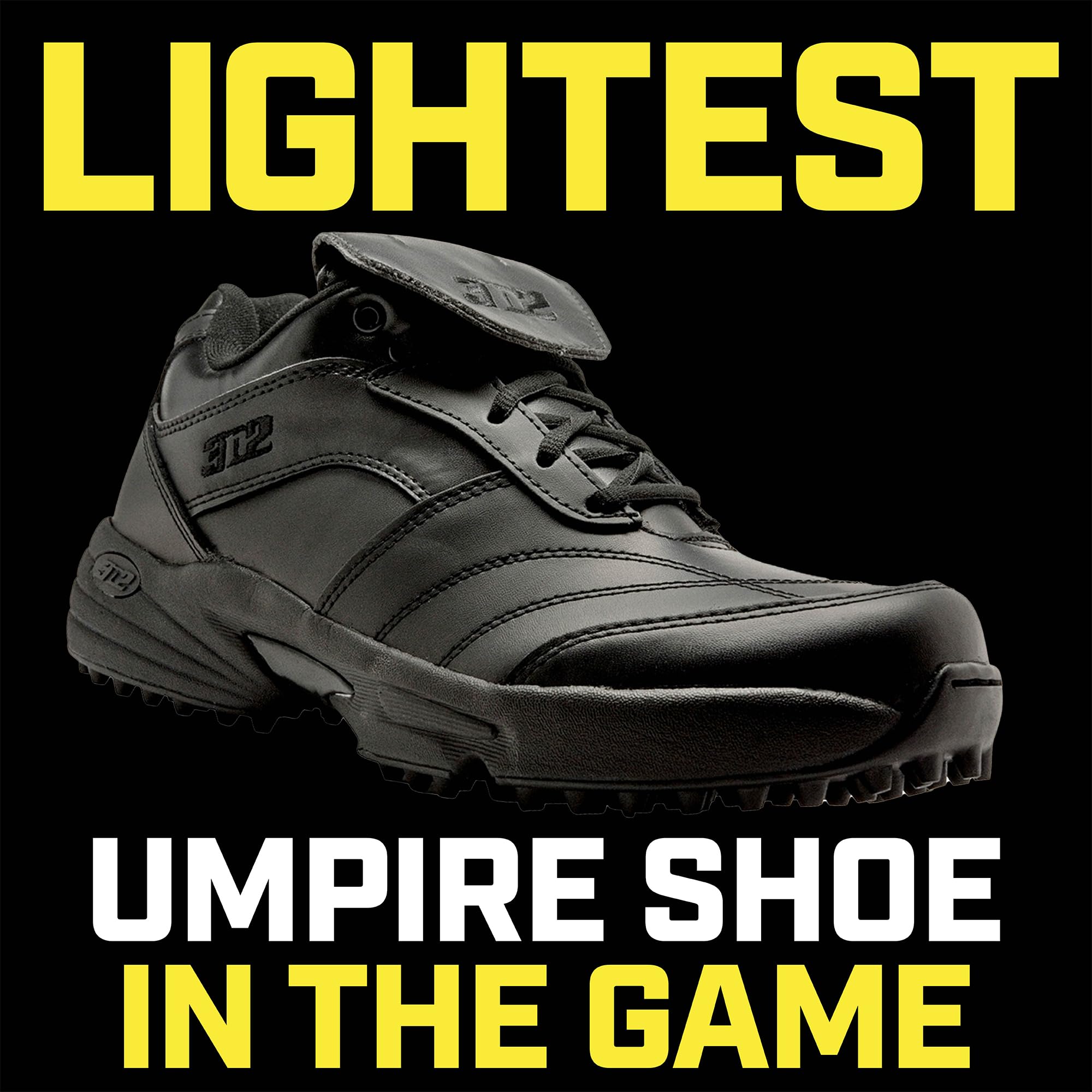 3N2 Reaction Lo Men's Baseball Umpire Field Shoe - Lightweight Leather Umpire Shoes for Softball & Baseball Officials - Black - Perfect for Games, Training & Professional Umpiring